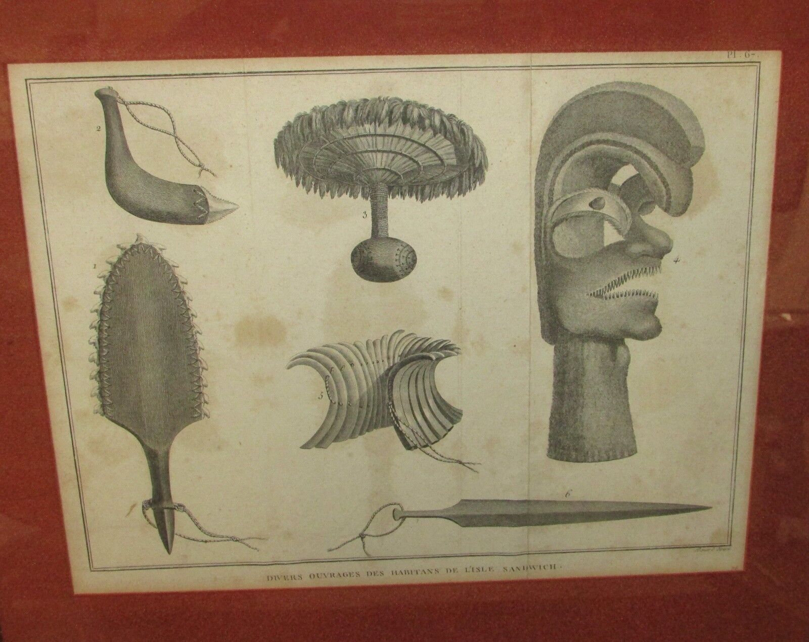Hawaiian Print 1700's Captain Cook Weapon Sculpture