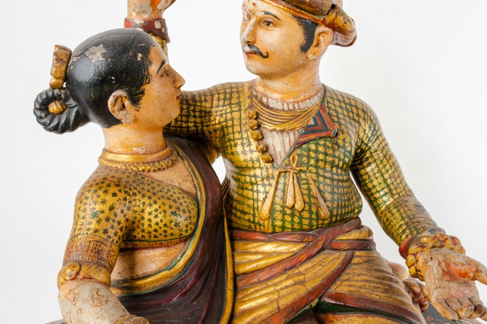 18th Century Indian Polychrome Figural Wood Sculpture