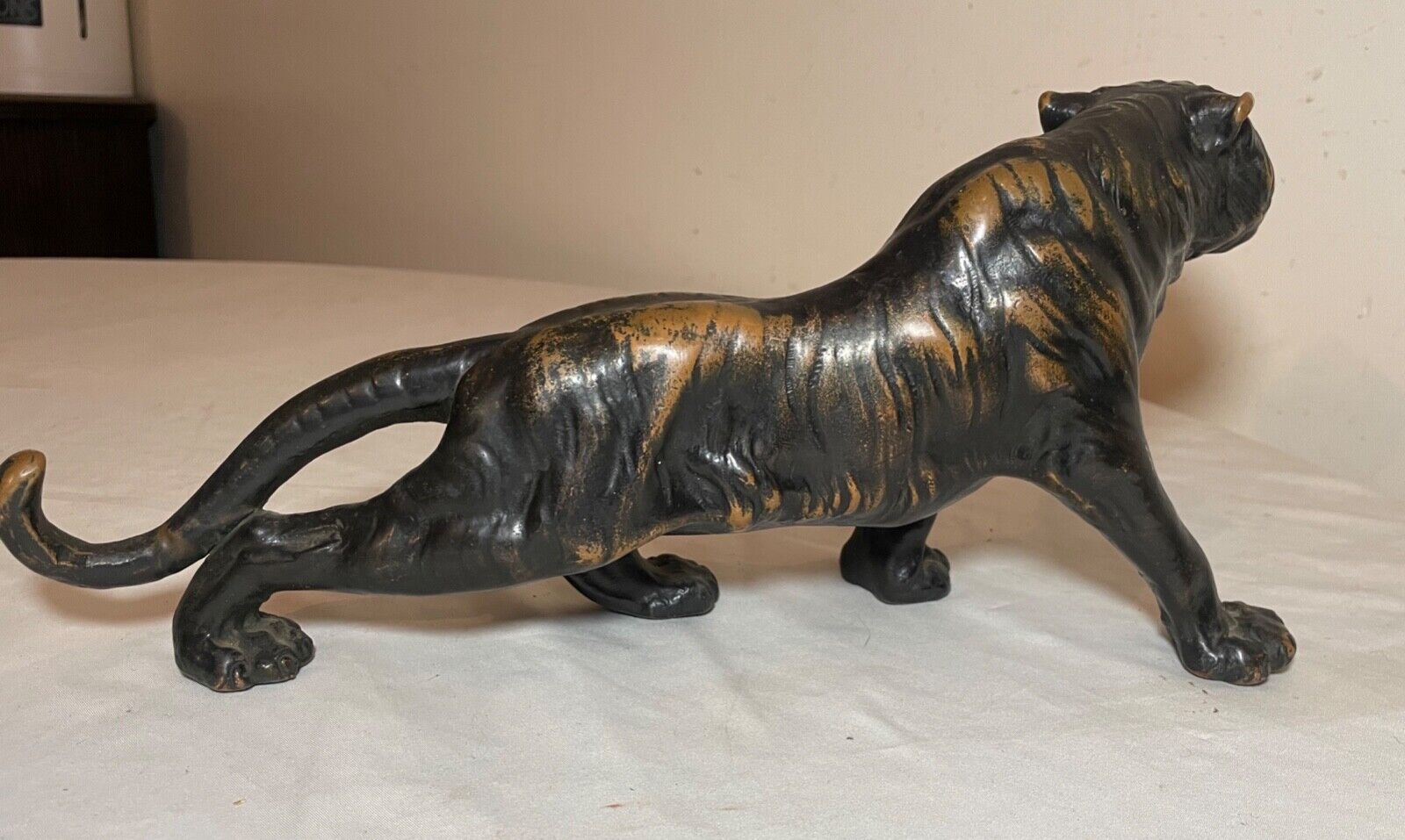 1800's Bronze Clad Tiger Lion Statue Sculpture/Typography