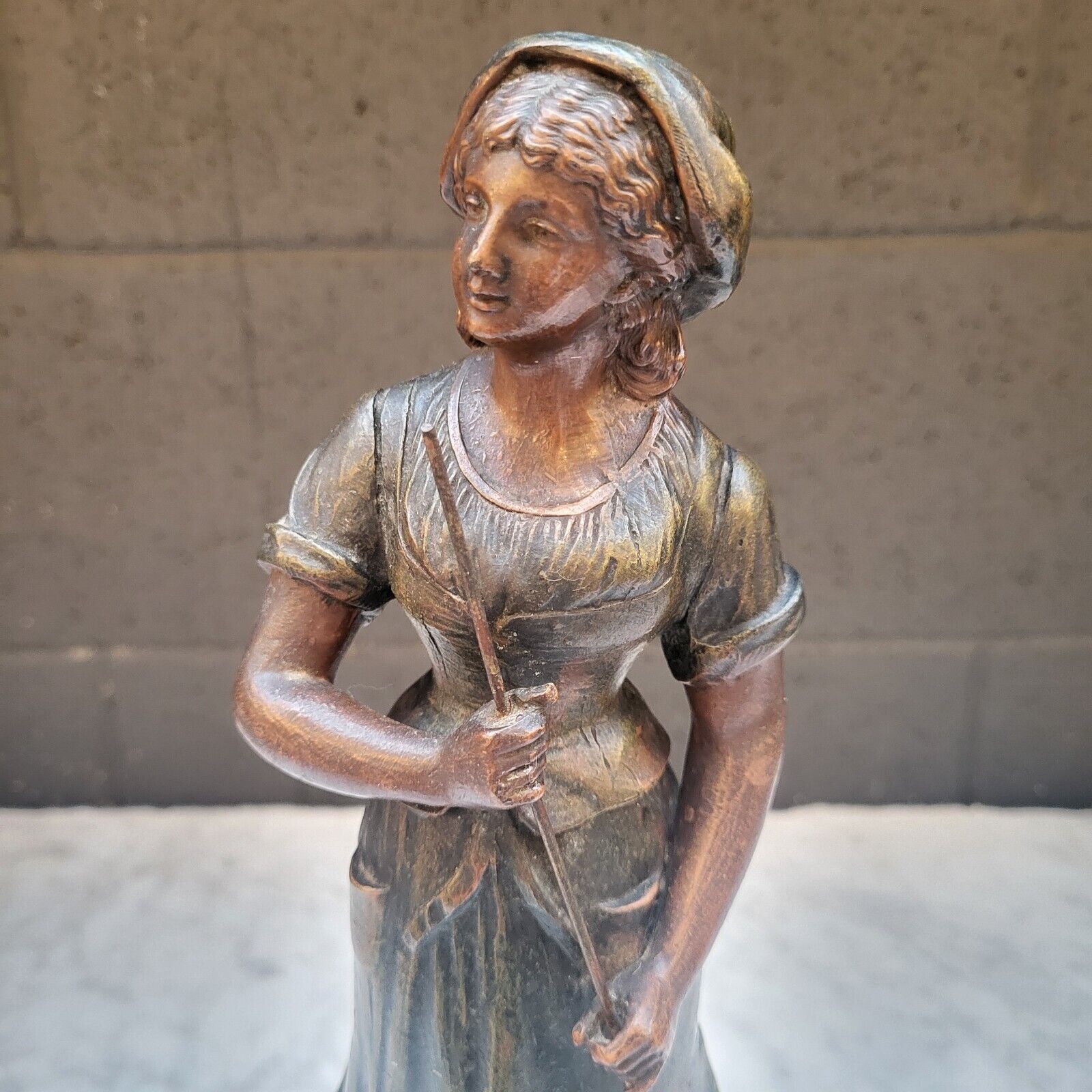 Vintage French Sculpture on 13.5" Wood Base