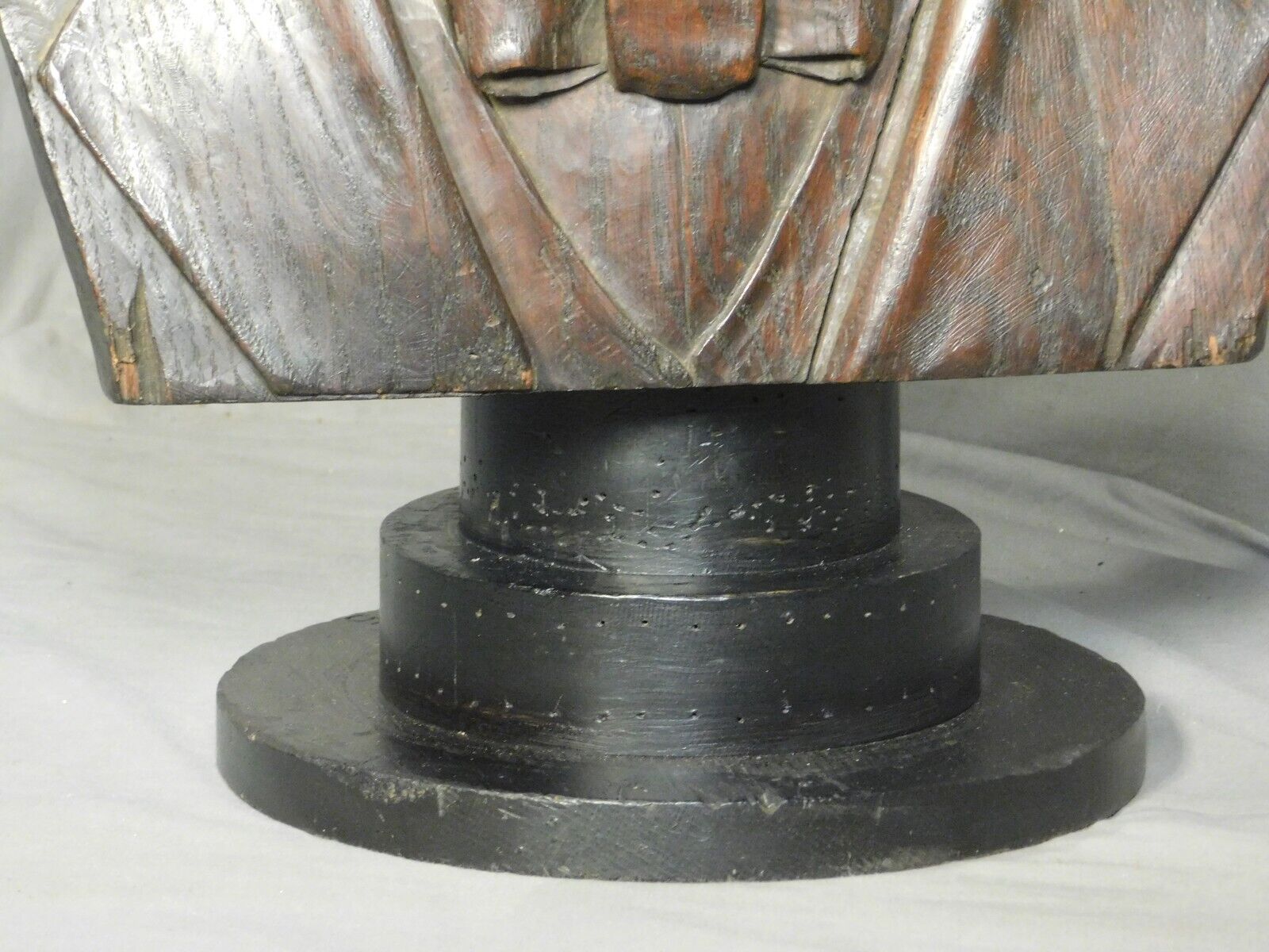 Carved Oak Mark Twain Portrait Bust, 1800s Antique