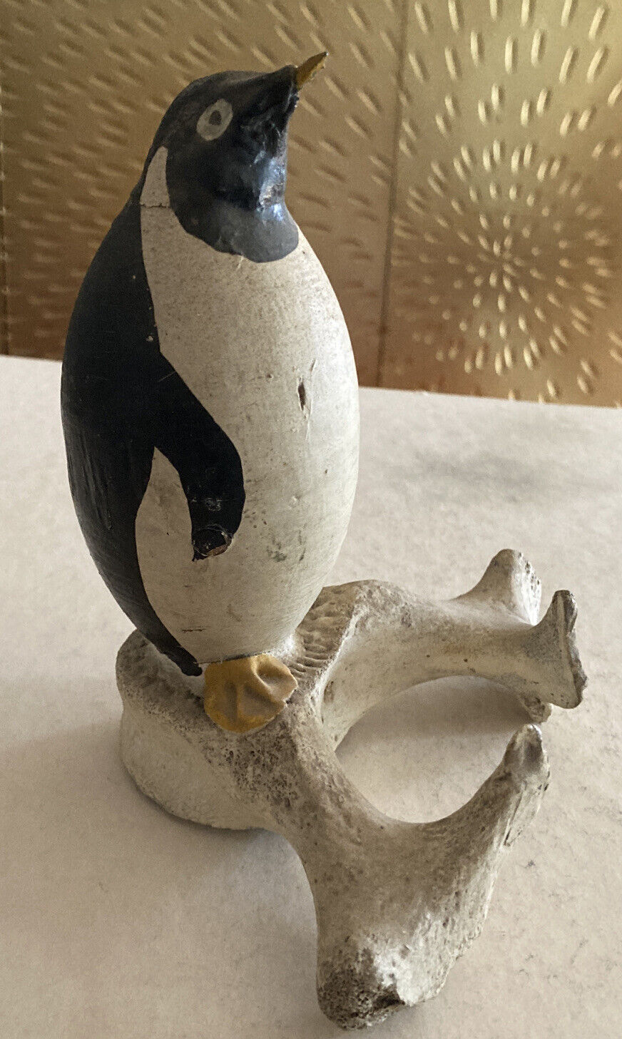 1800s Inuit Eskimo Polychrome Penguin Carving Sculpture