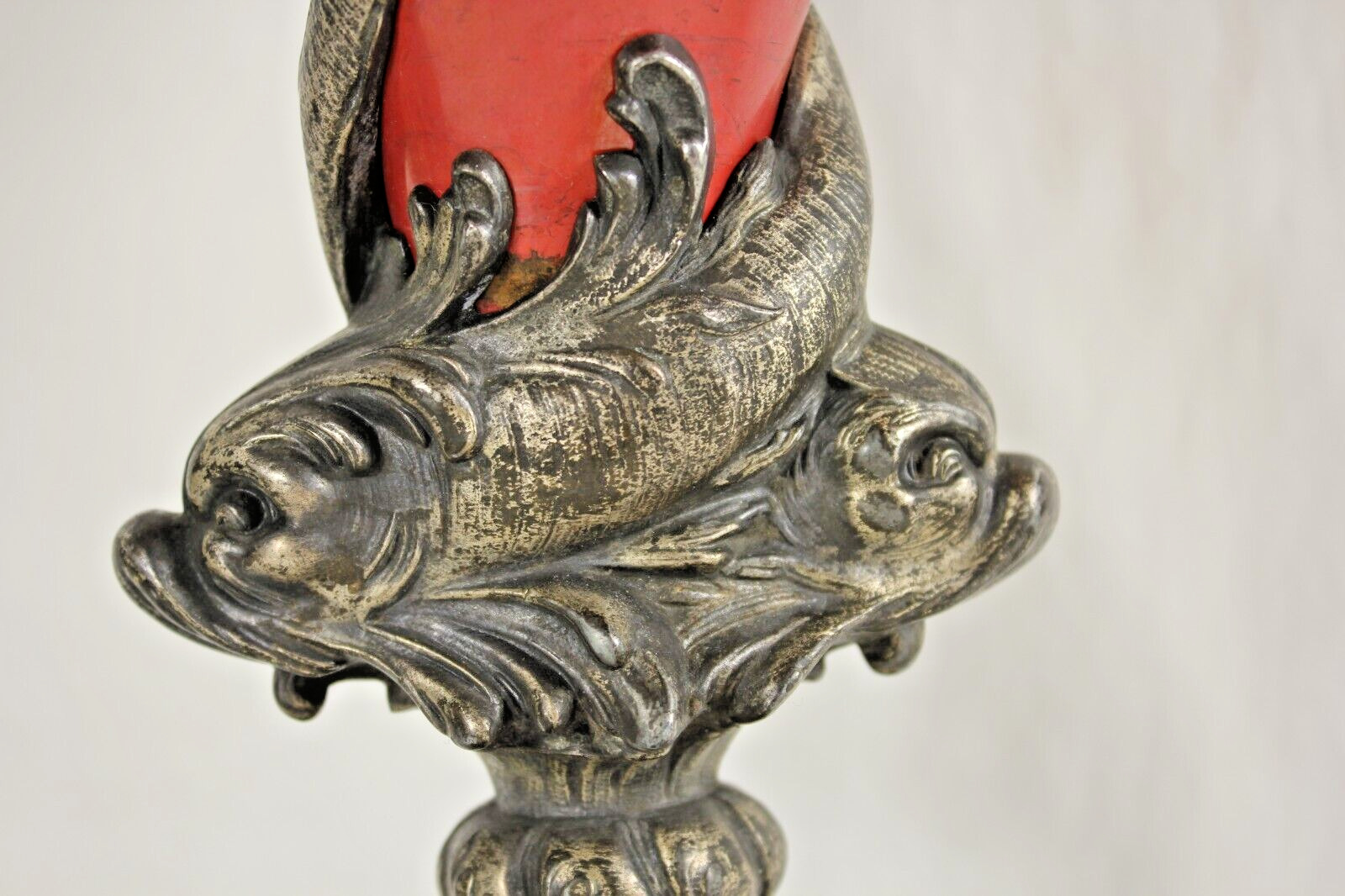 French Antique Red Ewer with Maritime Sculptures, 1900's