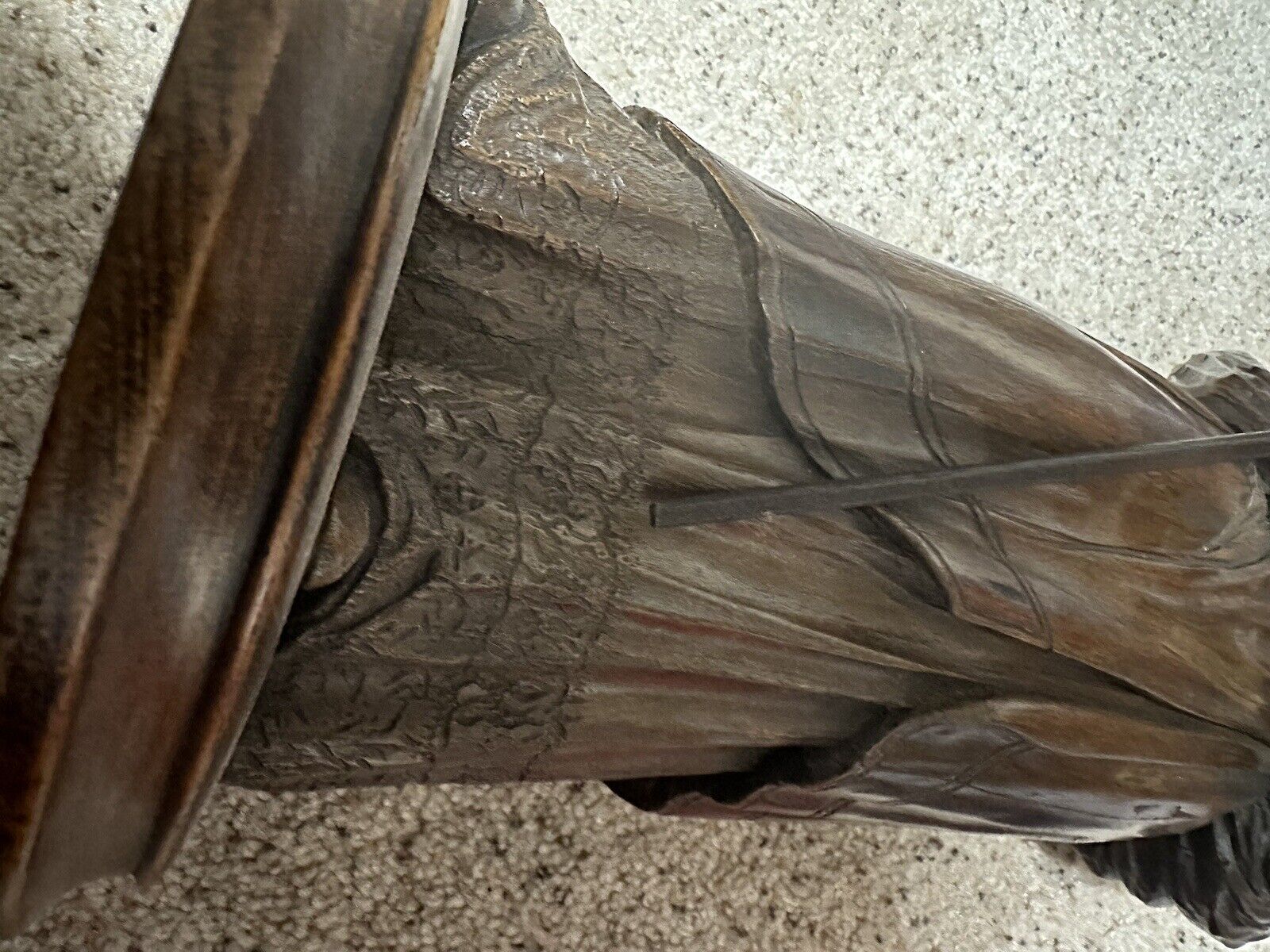 1800s Wood Carved Saint Pope Statue by H.A.D