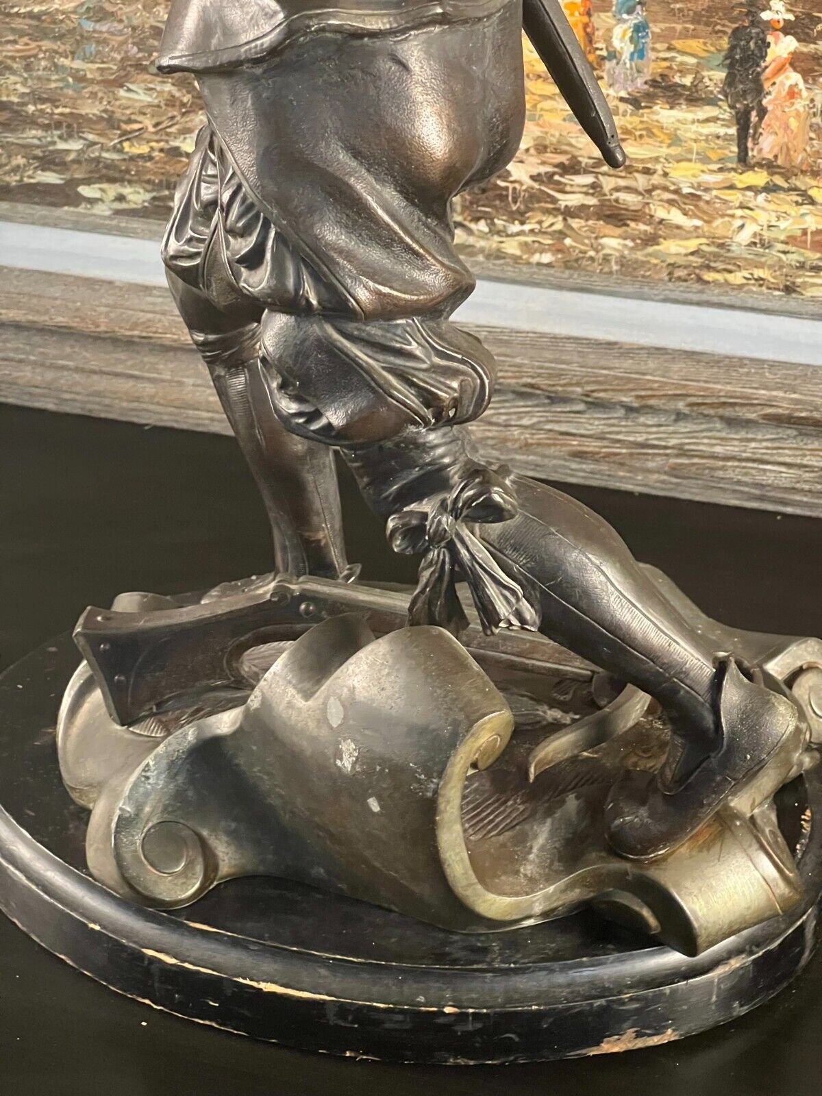 1800s Cavalier in Battle White Metal Sculpture Collectible