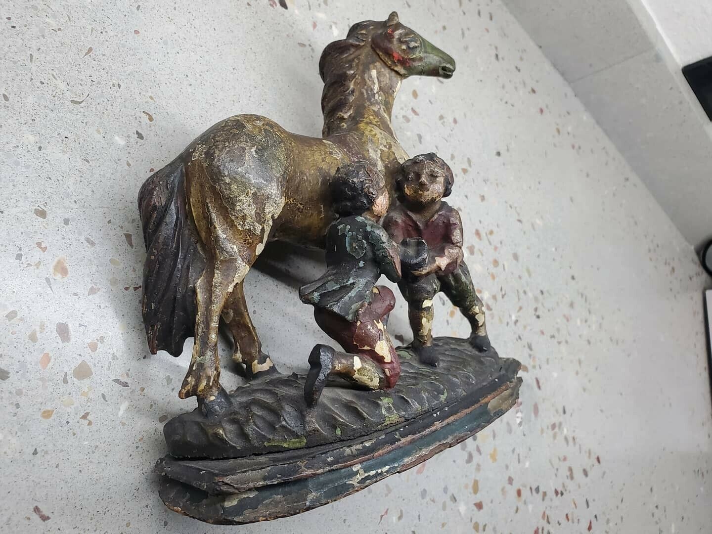 Antique 18th Century Folk Art Horse Shoeing Sculpture