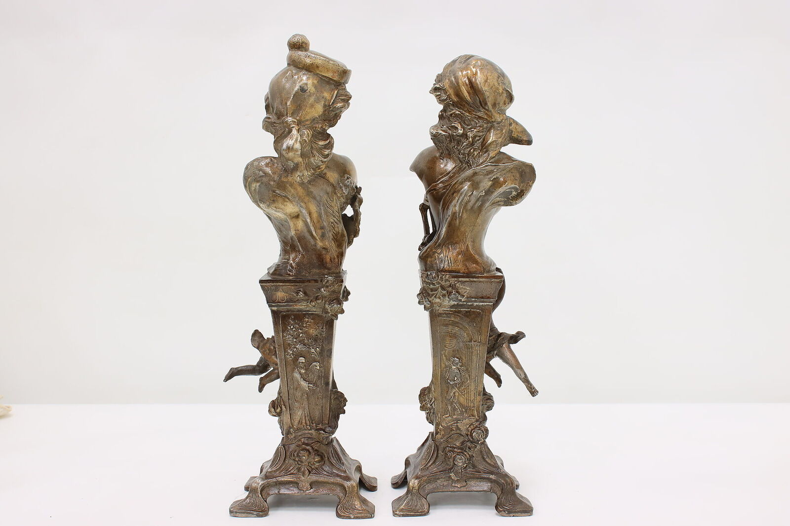 Art Nouveau Pair of Signed Sculptures Carmen & Mignon