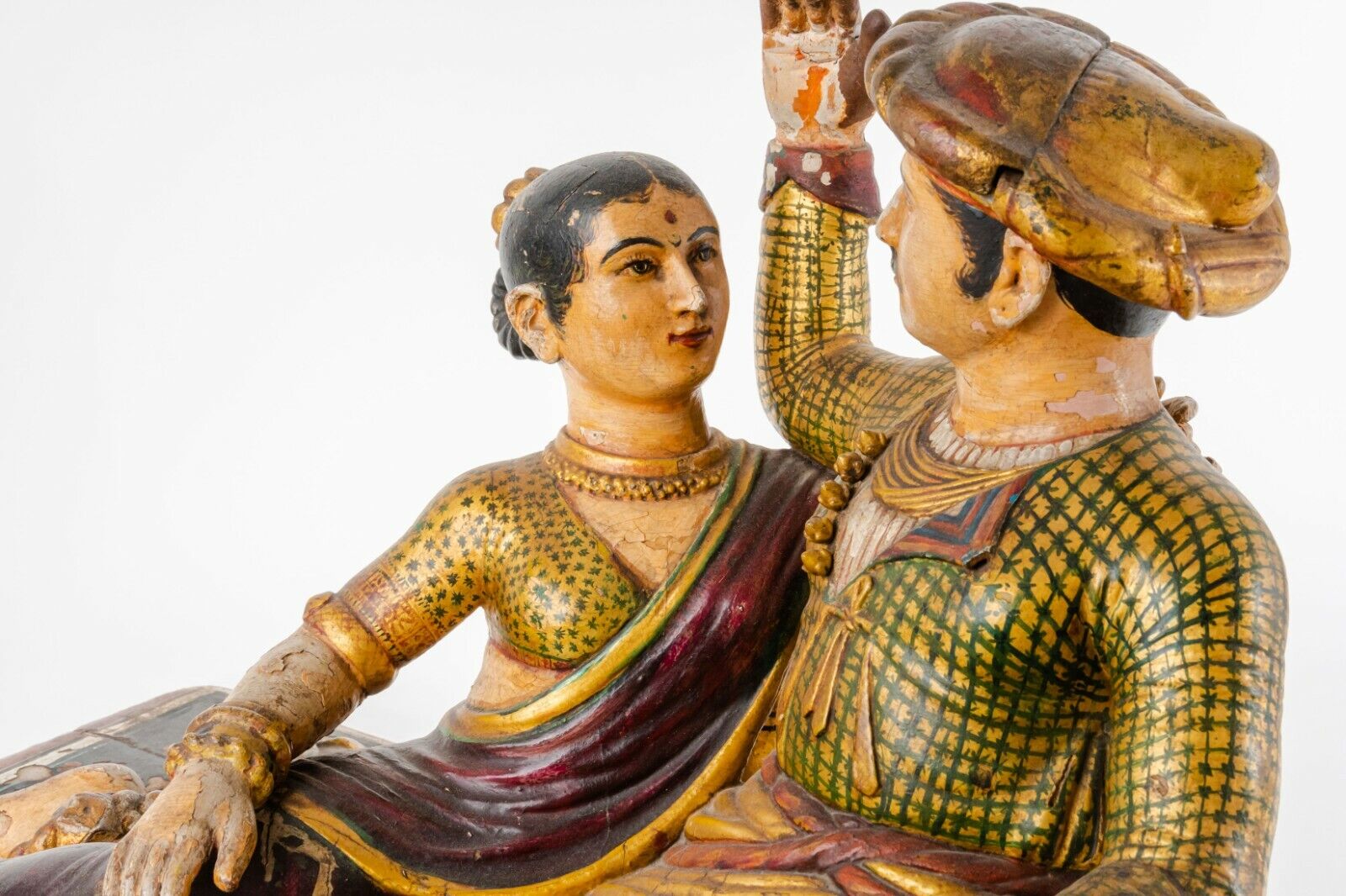 18th Century Indian Polychrome Figural Wood Sculpture