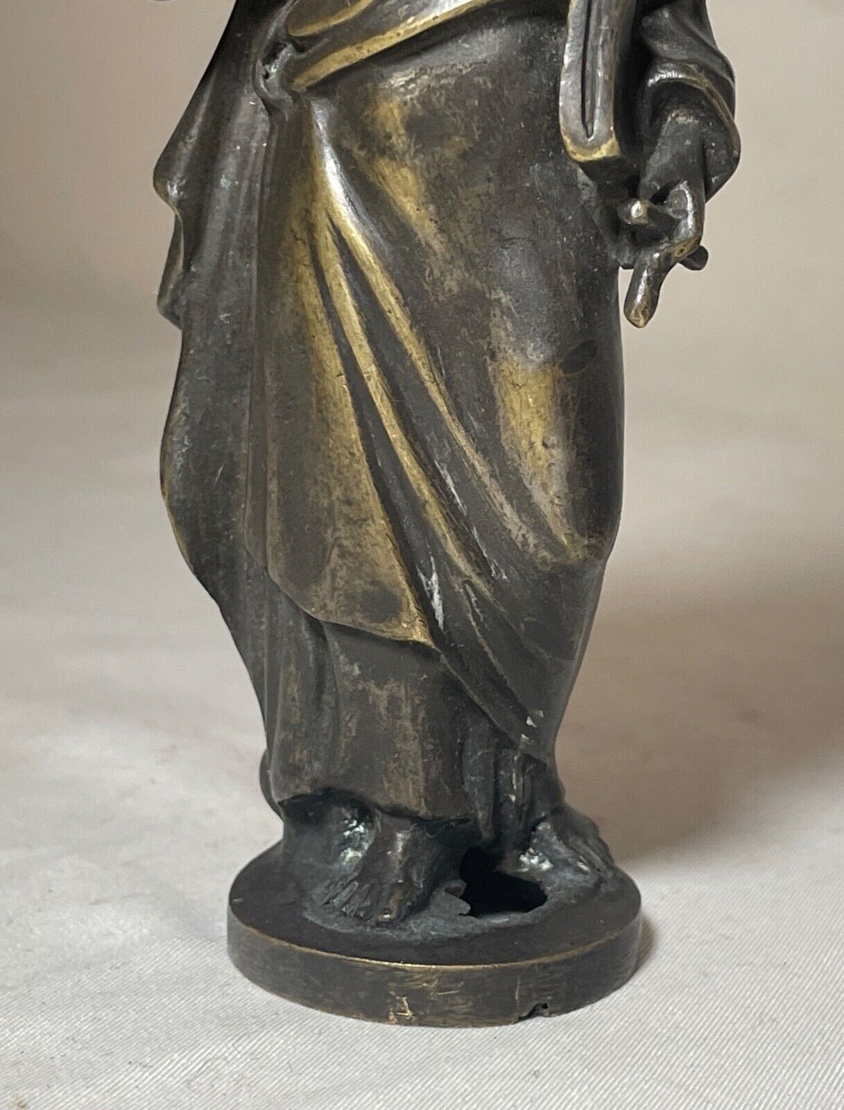 1800's miniature bronze Moses religious cross statue sculpture