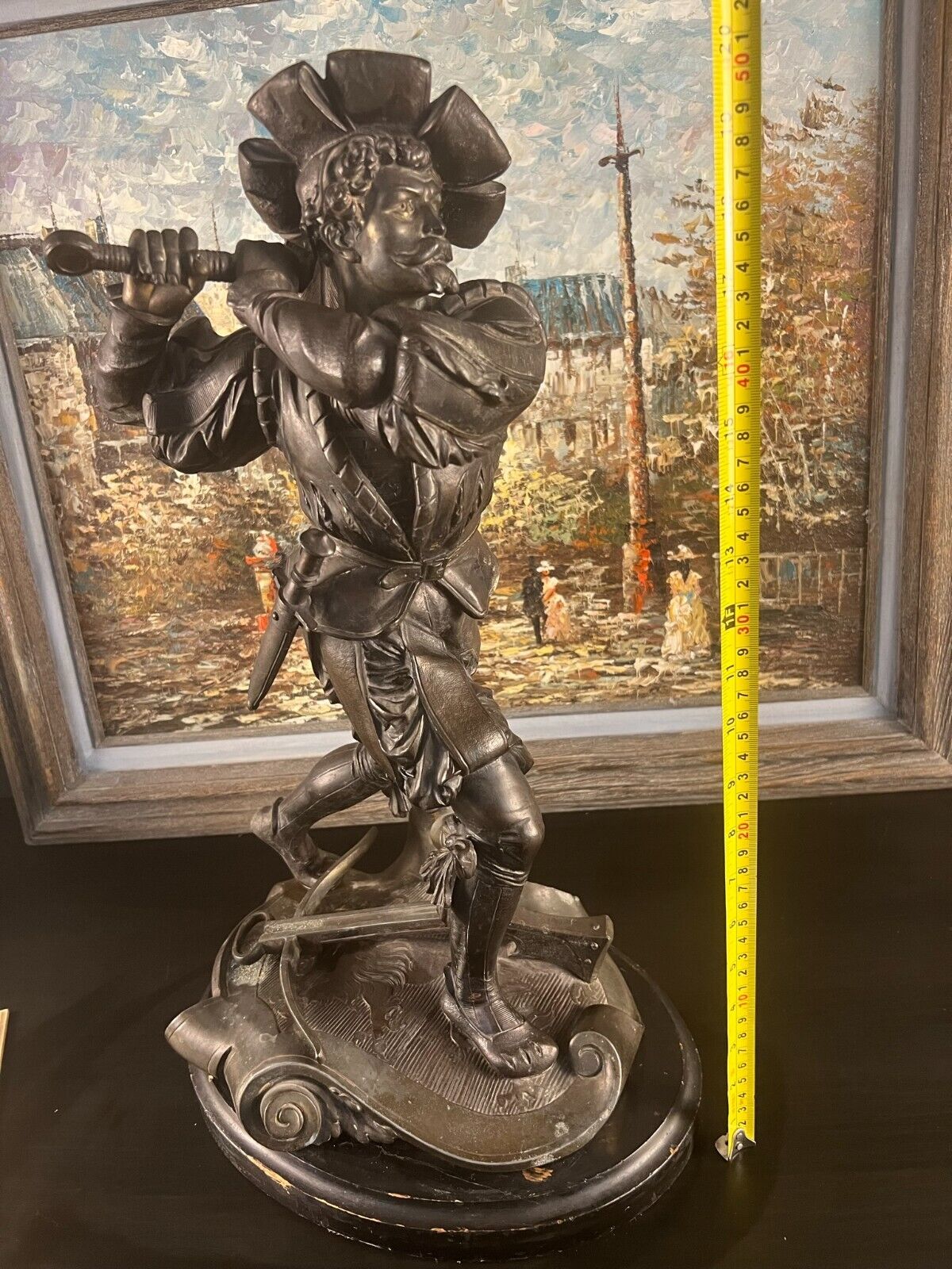 1800s Cavalier in Battle White Metal Sculpture Collectible