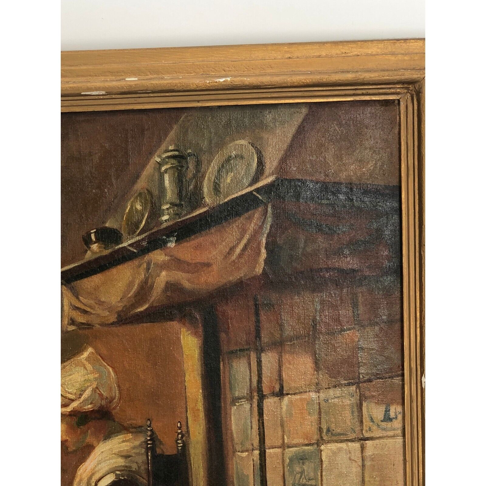 1900's American Dutch Colonial Oil on Canvas Painting