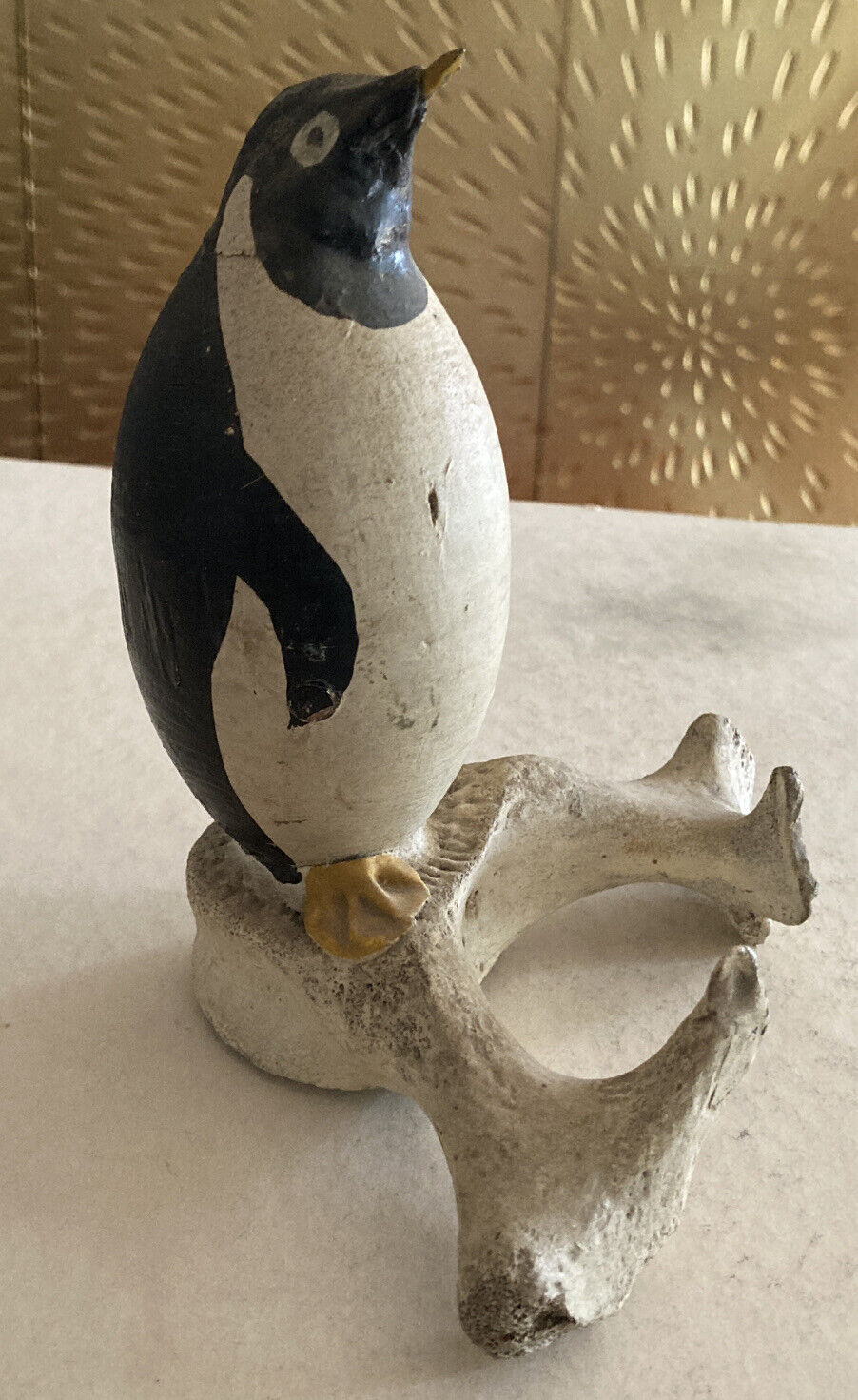 1800s Inuit Eskimo Polychrome Penguin Carving Sculpture