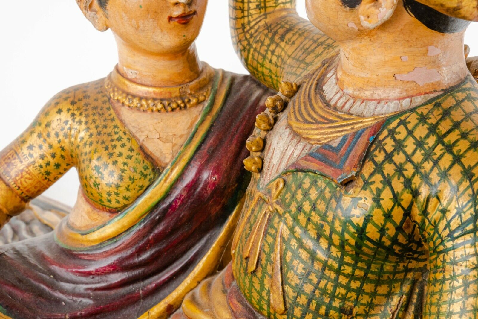 18th Century Indian Polychrome Figural Wood Sculpture