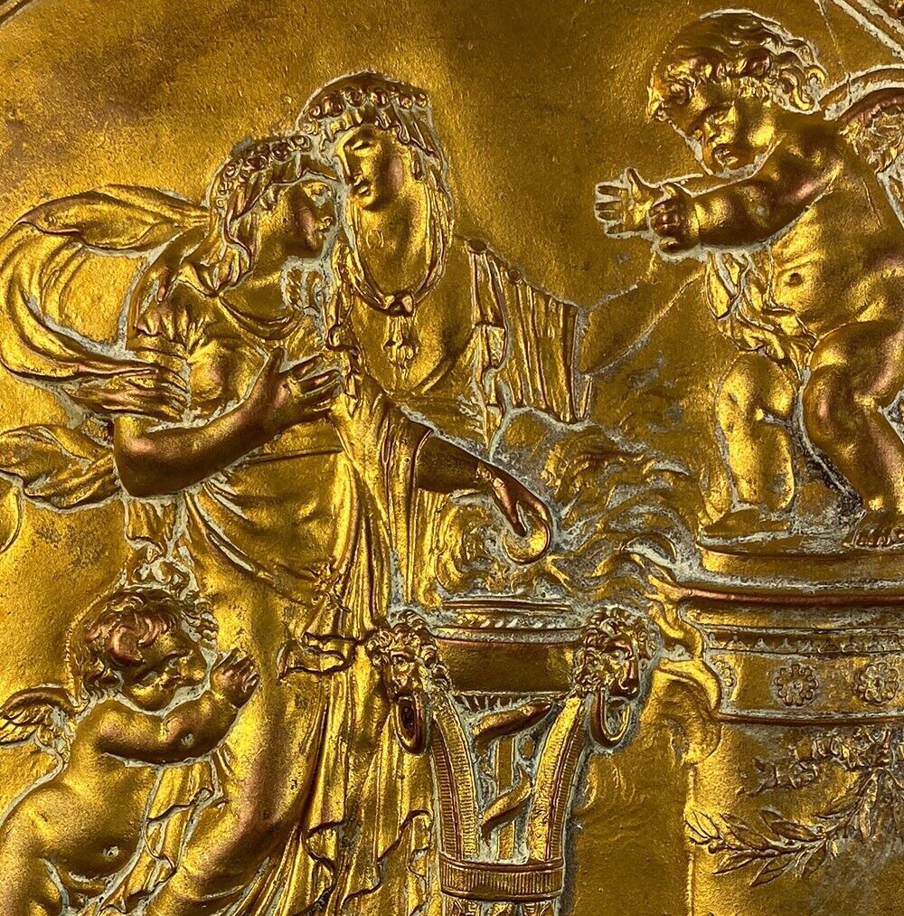 French Neoclassical Bronze Roundel Plaque, CLODION Art Sculpture