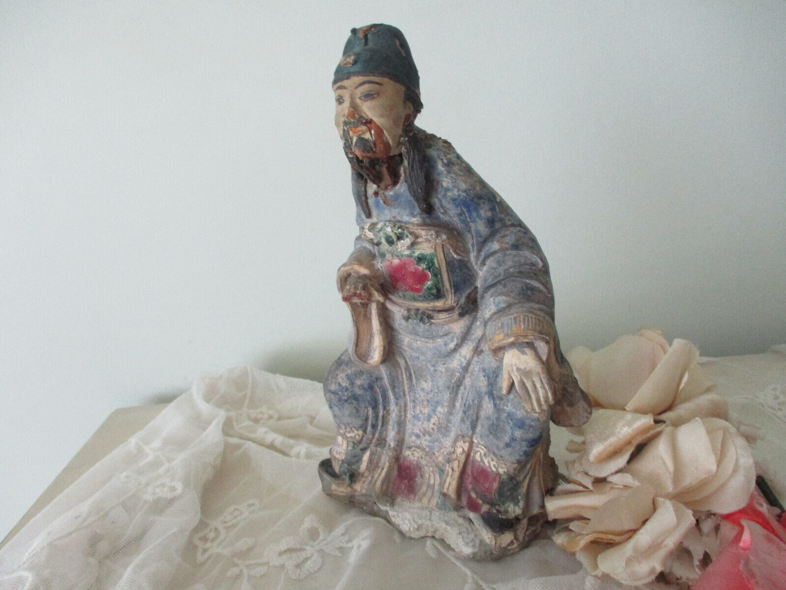 18th Century Chinese Pottery Roof Tile Figure Sculpture