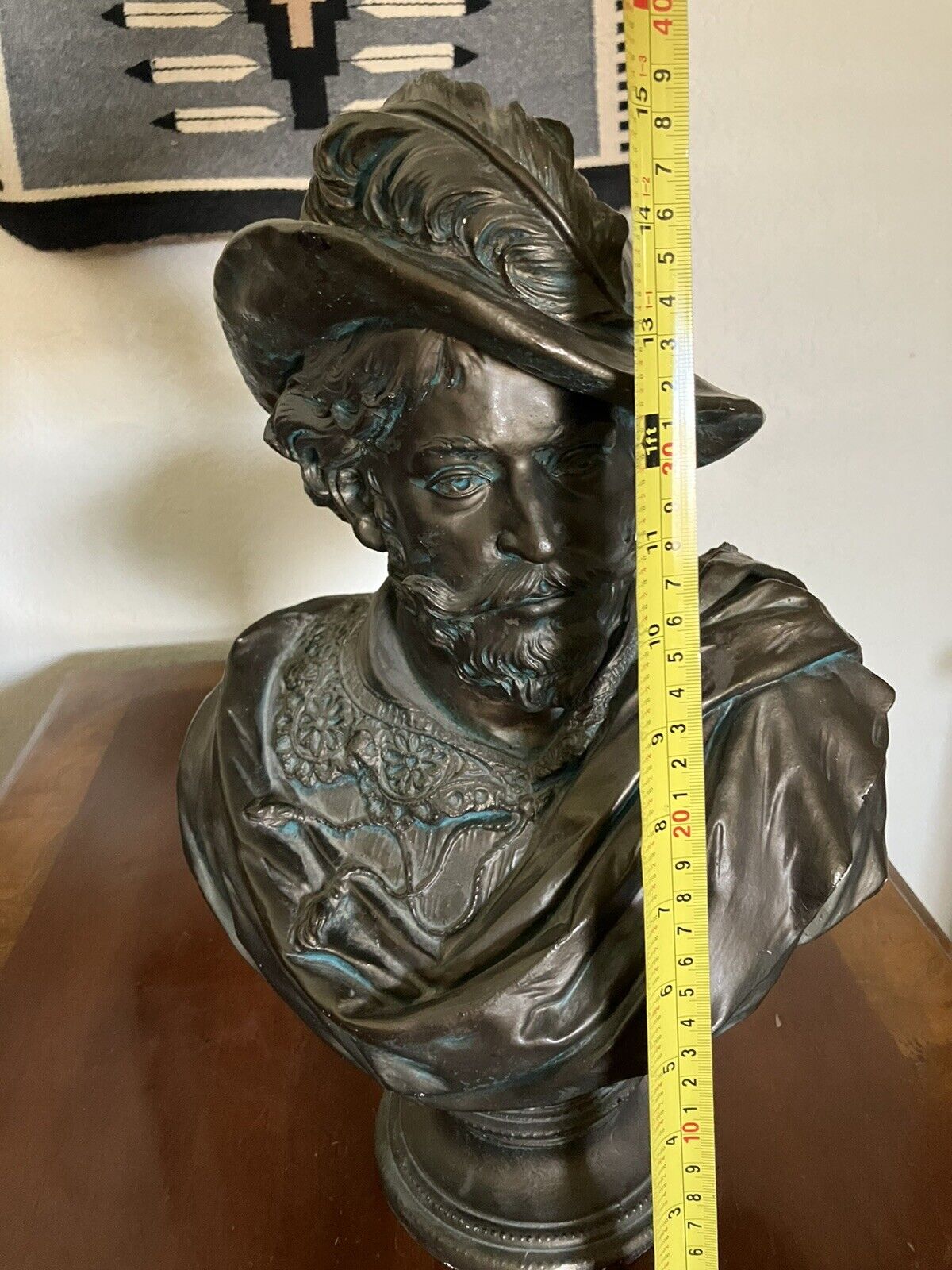 Italian Renaissance Explorer Bust Vintage Bronze Ceramic Sculpture