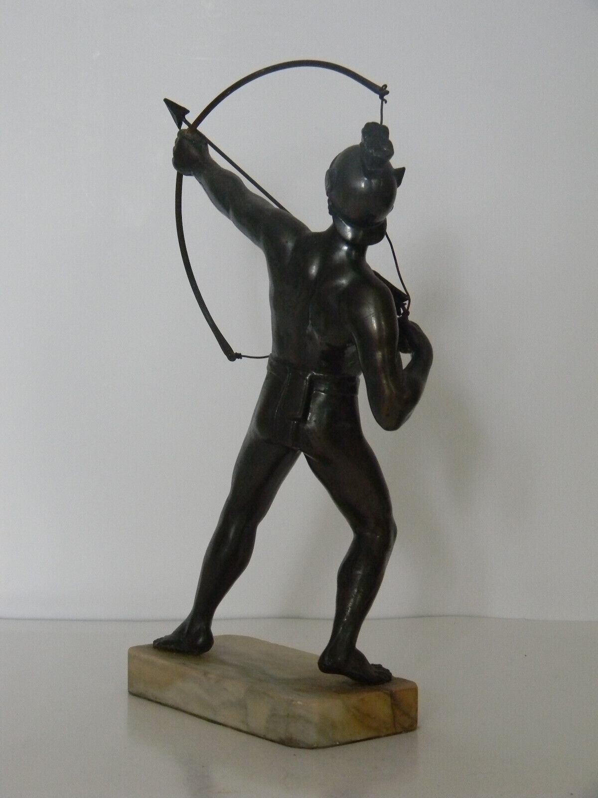 1800s Victorian Spelter Roman Warrior Figures on Marble Bases
