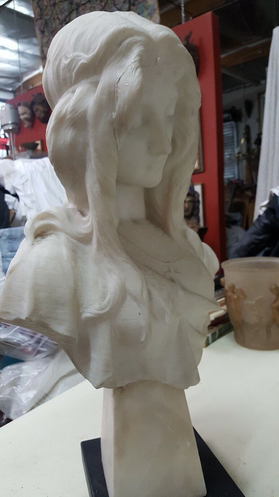 Italian Marble Bust: 19th Century, Life Size Virgin Mary