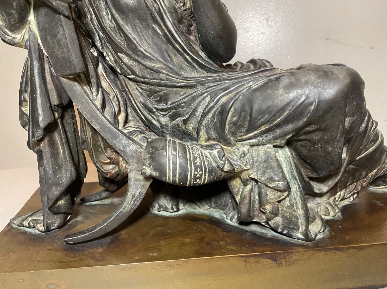 1800's Victorian bronze white metal reclining woman statue