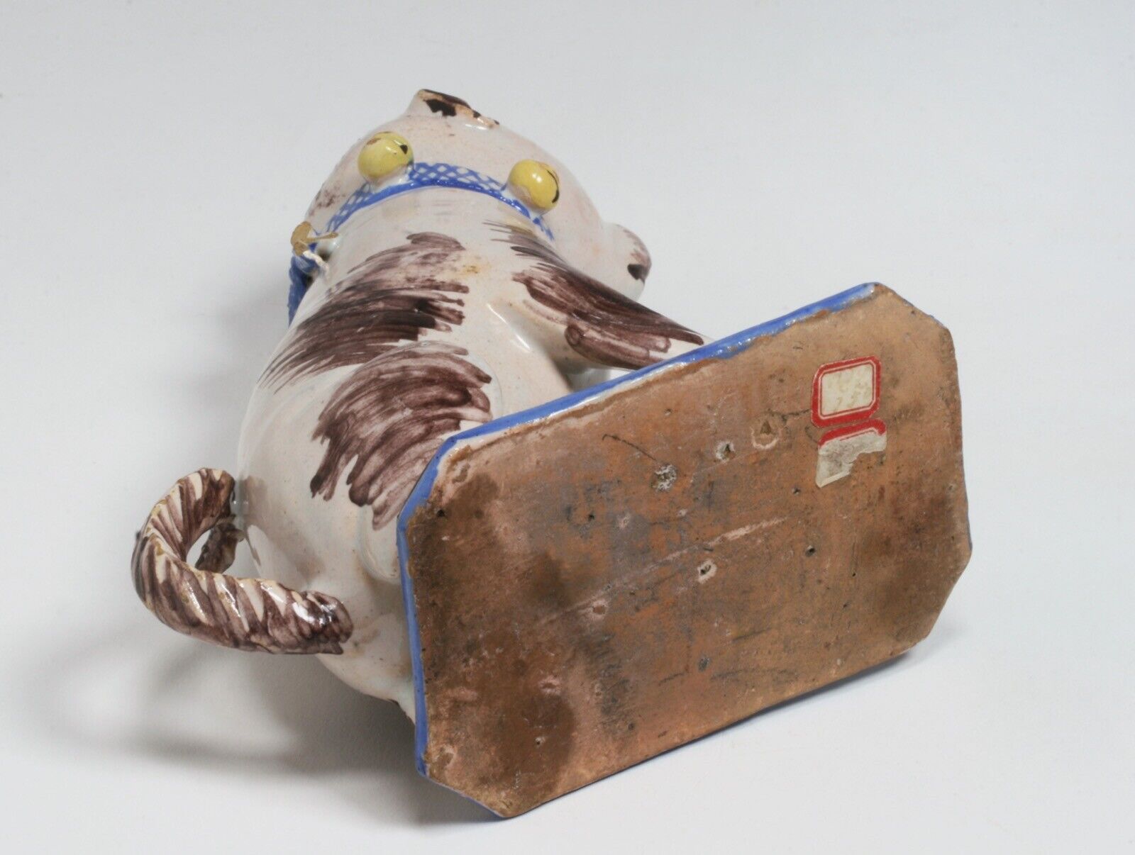 18th Century Brussel's Faience Pottery Dog Figure