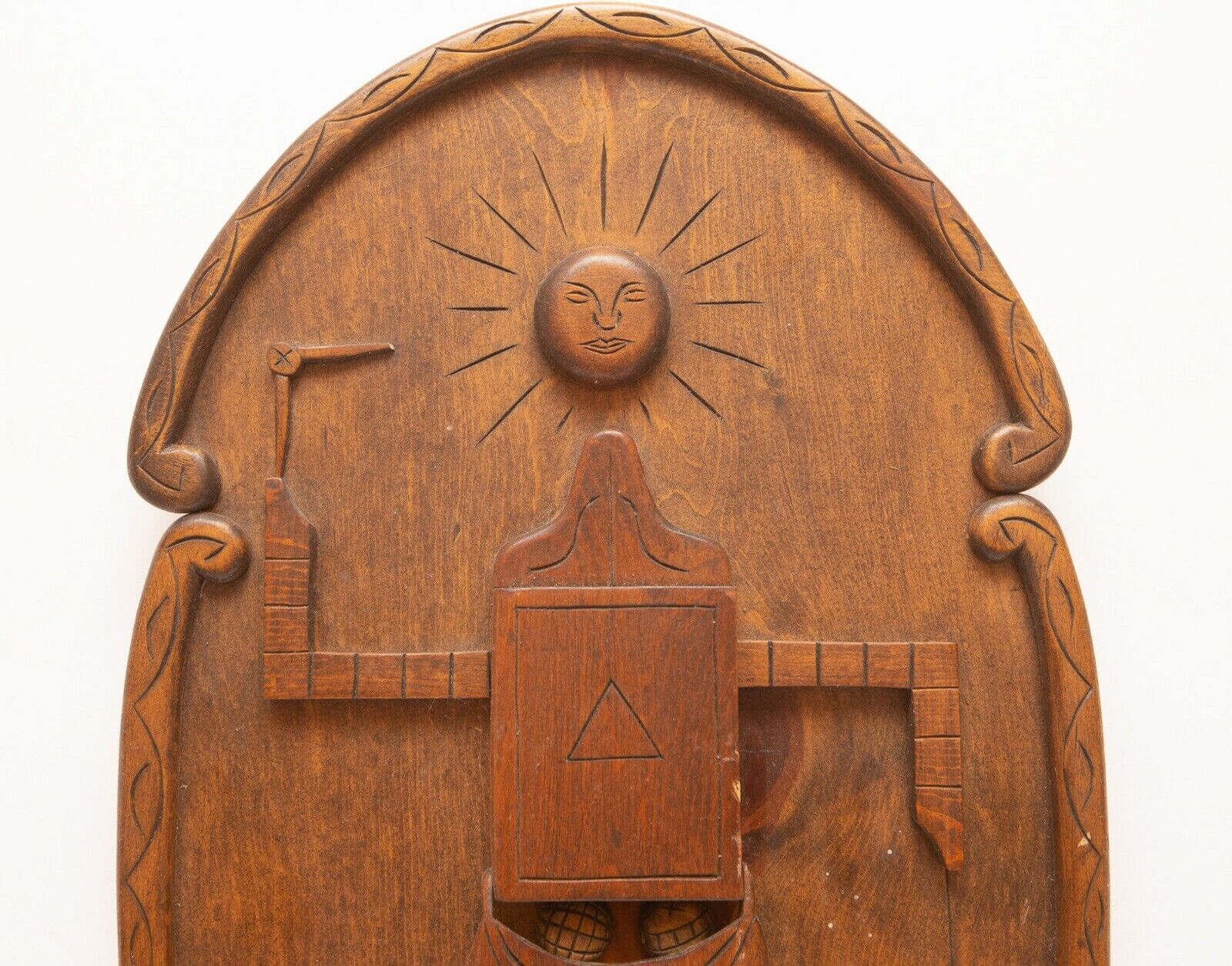 Vintage American Folk Art Masonic Relief Wood Sculpture