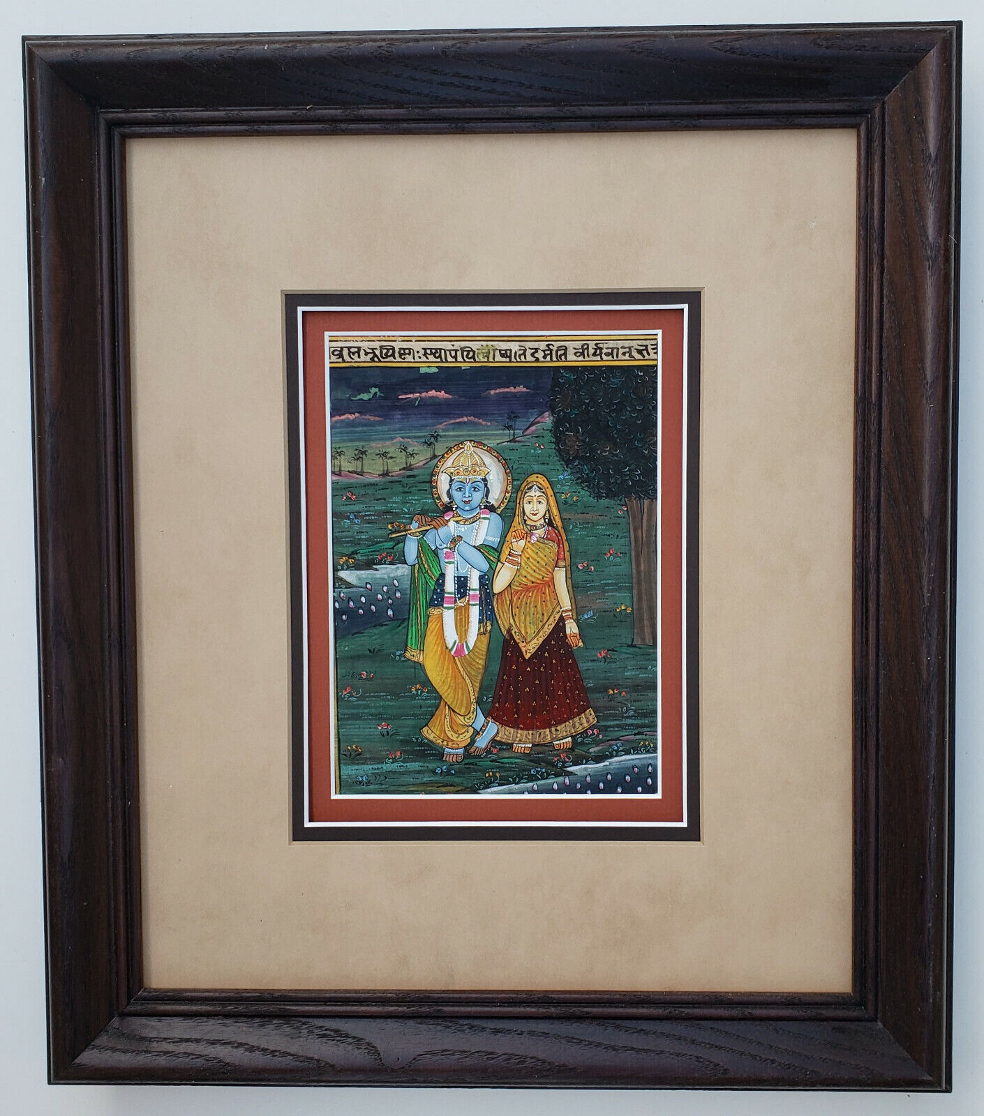 Mid-1900s Vintage Mughal Gouache with Gold Leaf