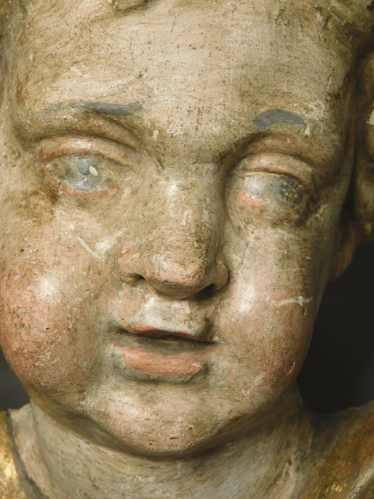 18th Century German Carved Gilt Angel Cherub Figurine