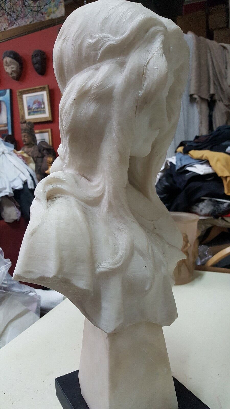 Italian Marble Bust: 19th Century, Life Size Virgin Mary