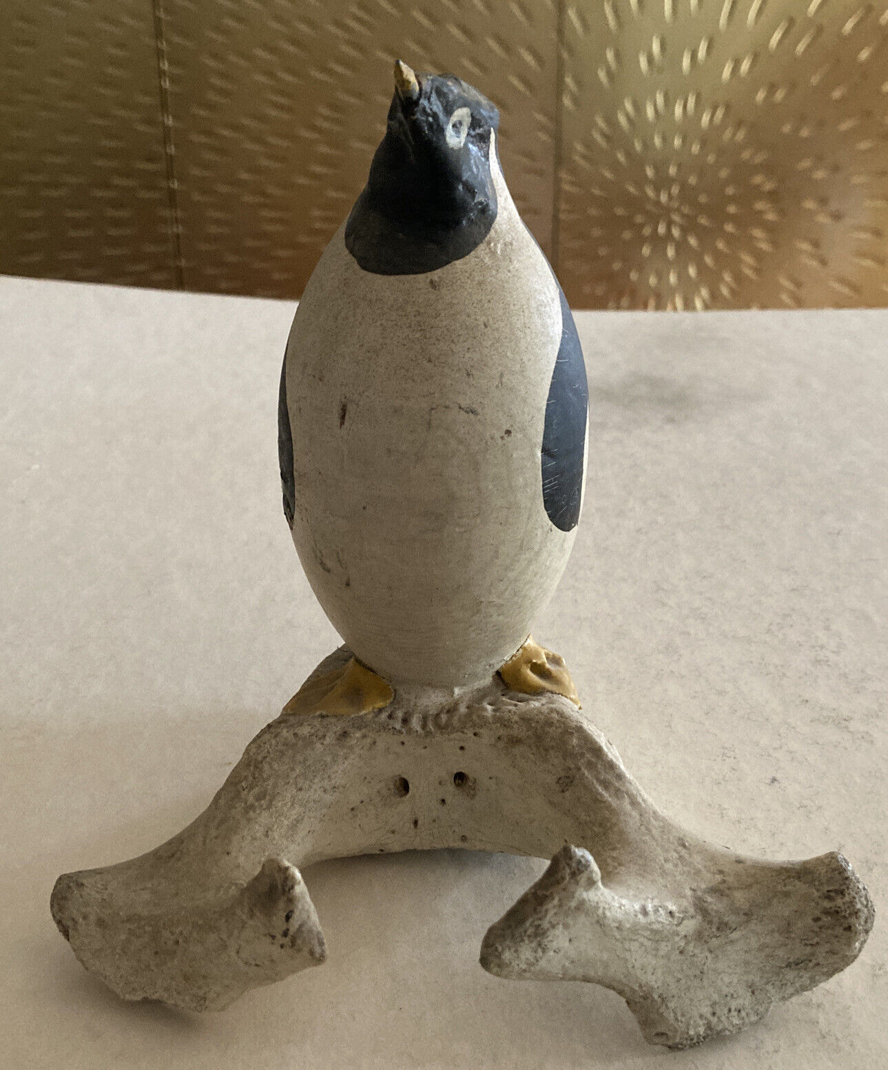 1800s Inuit Eskimo Polychrome Penguin Carving Sculpture