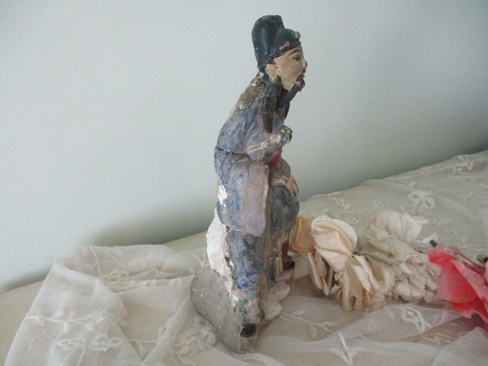18th Century Chinese Pottery Roof Tile Figure Sculpture