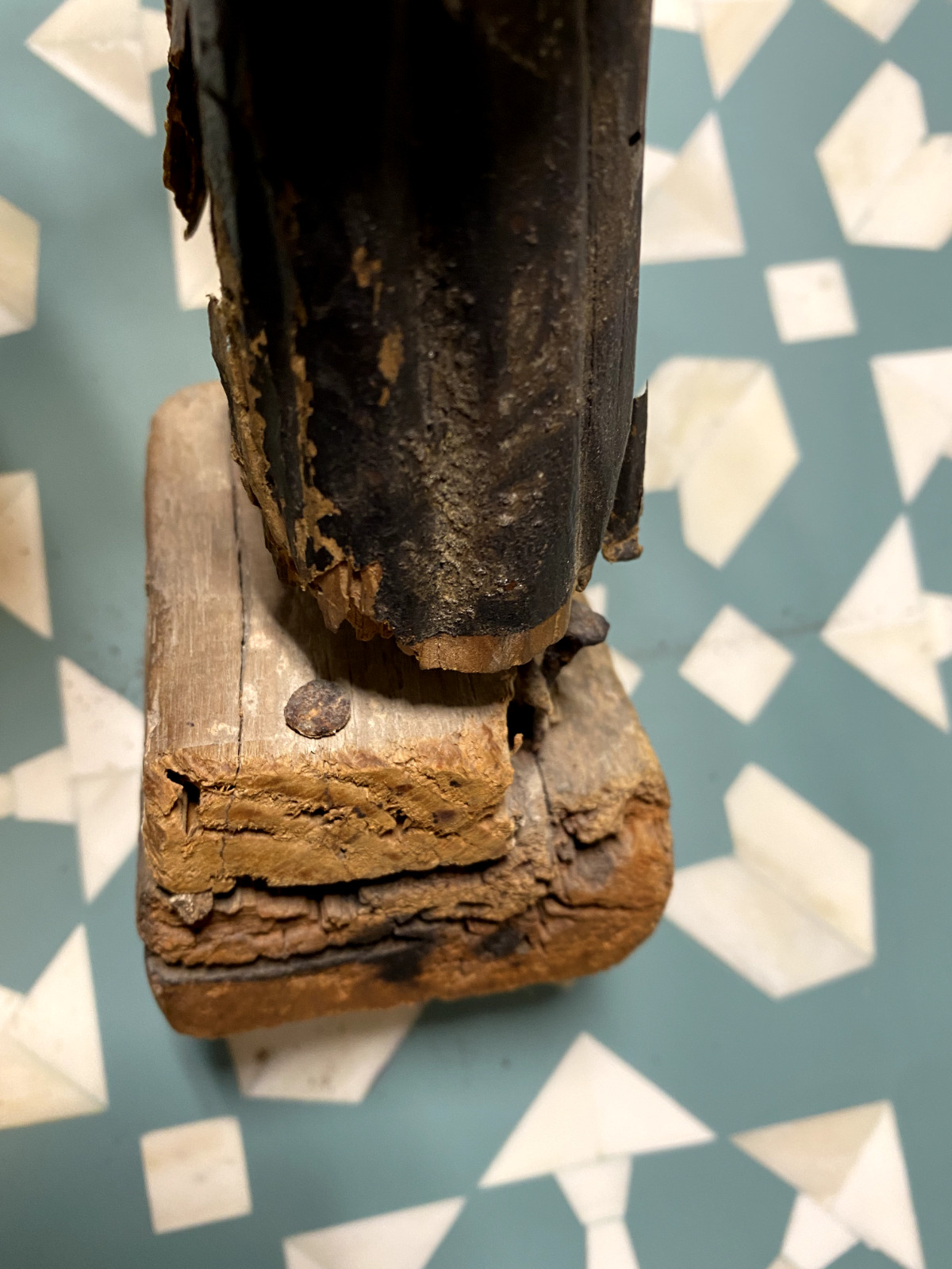 1700's Carved Wooden Polychrome Religious Santos Saint Sculpture