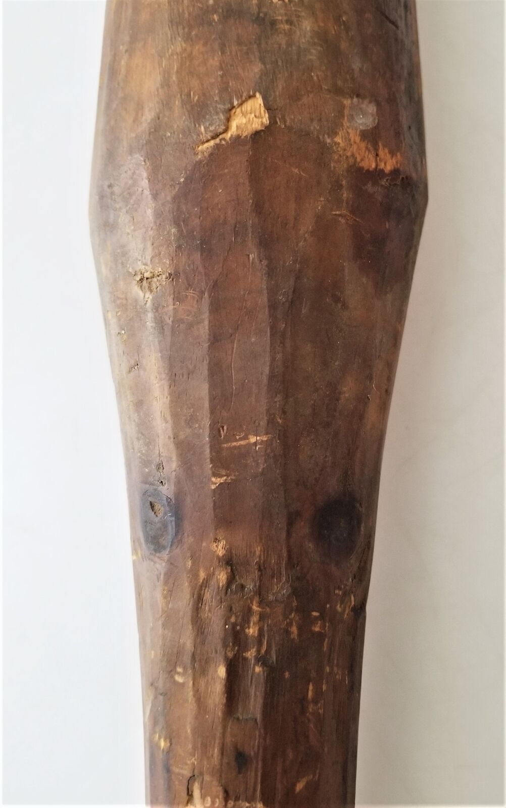 1700s Hand Carved Wood Masher 21.5" Tall