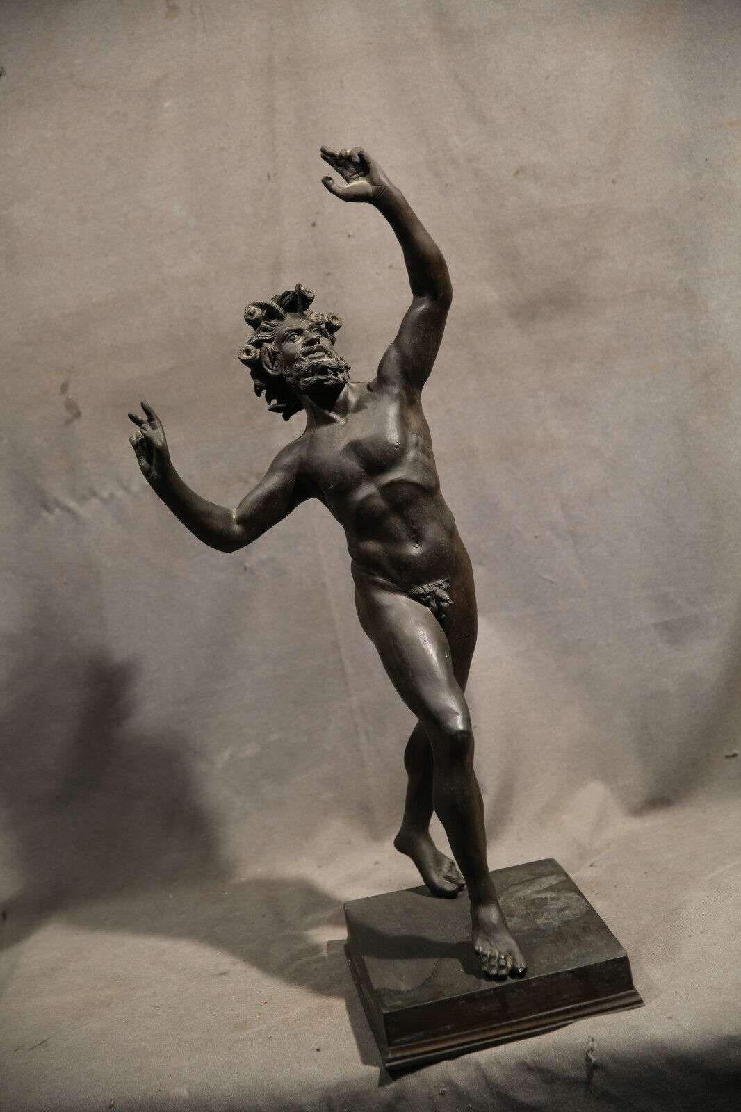18th Century Bronze Dancing Drunken Faun Antique