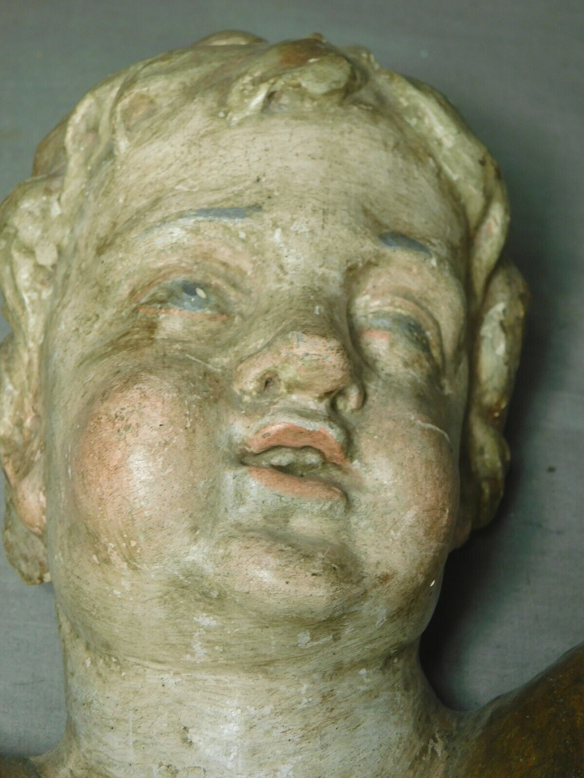 18th Century German Carved Gilt Angel Cherub Figurine