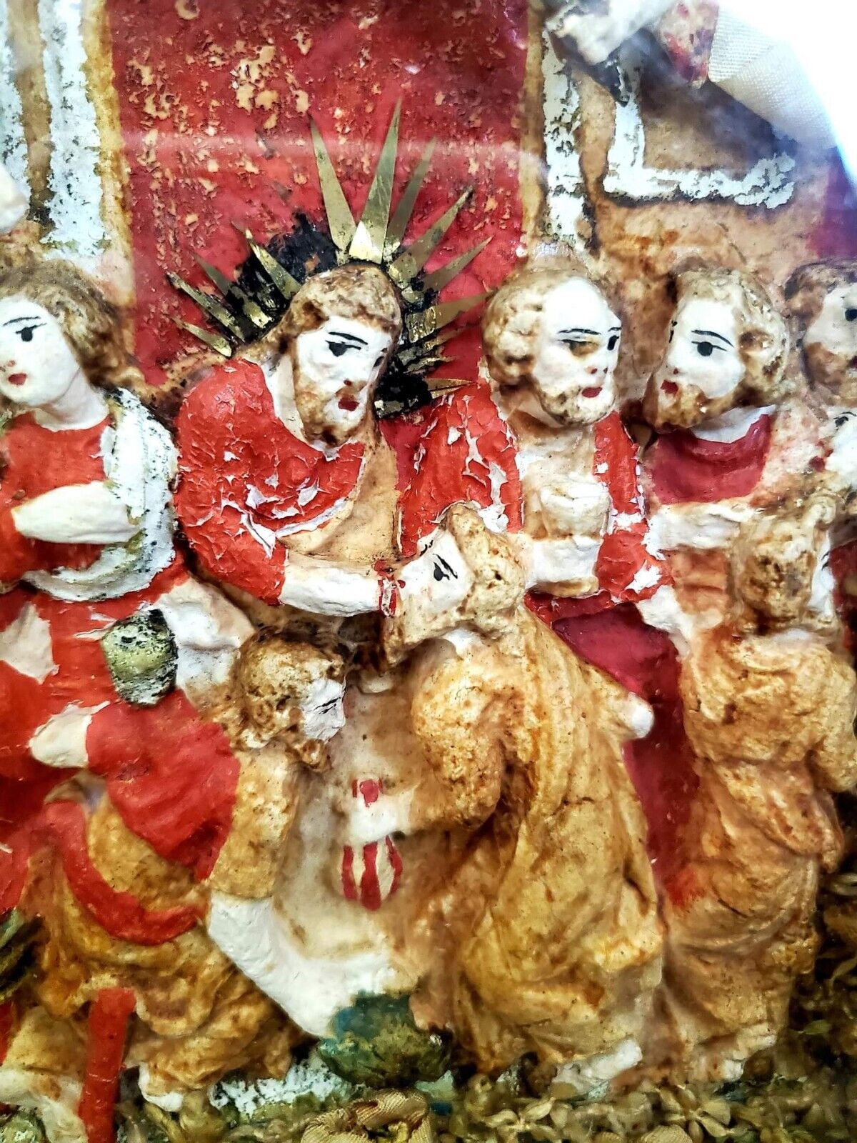 1700s Miniature Paper Mache Religious Diorama Memorial Collectible