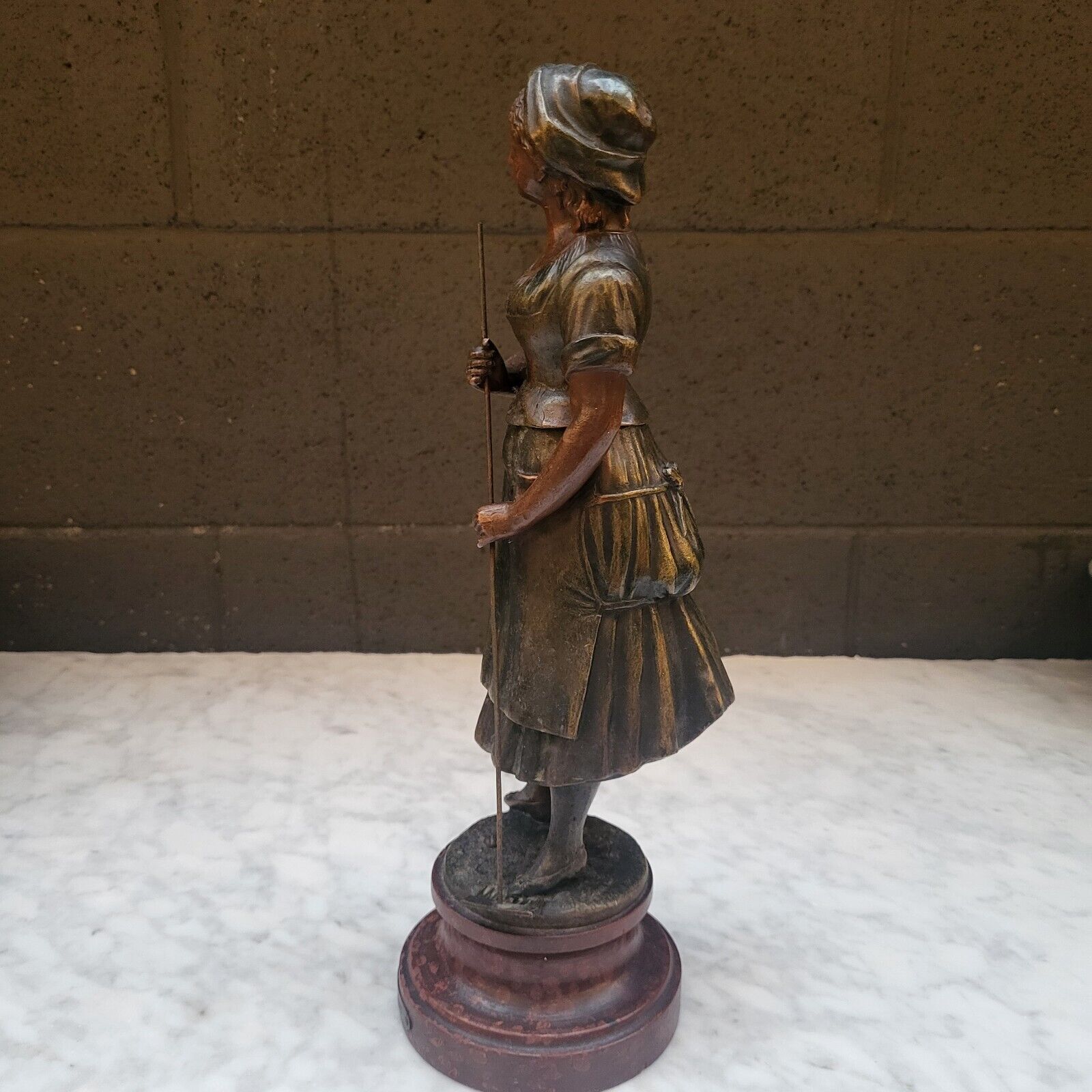 Vintage French Sculpture on 13.5" Wood Base