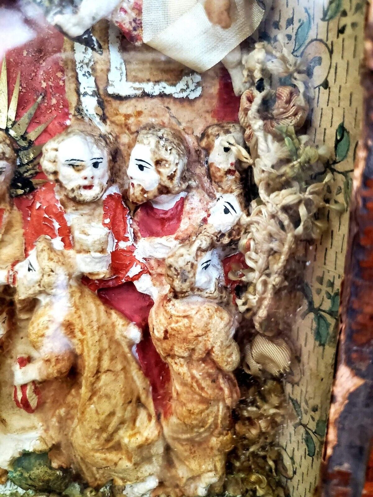 1700s Miniature Paper Mache Religious Diorama Memorial Collectible