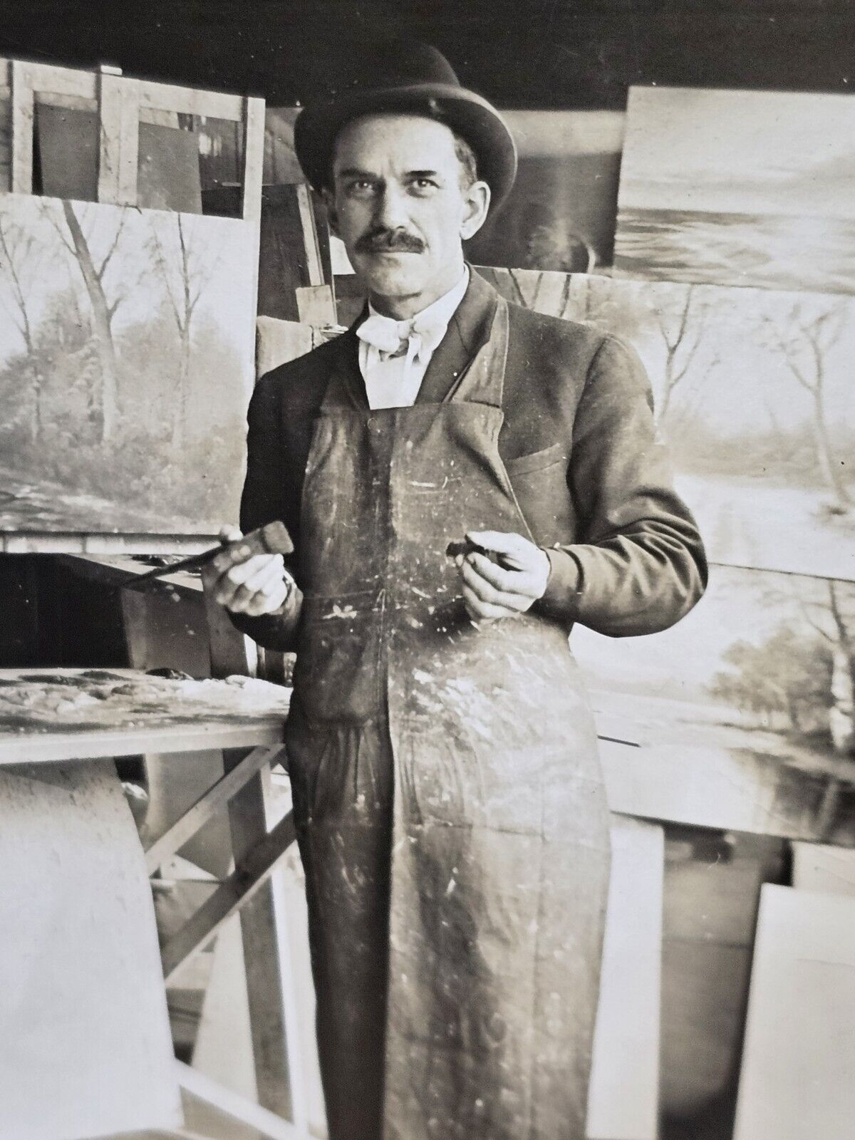 Early 1900's RPPC Photo Indiana Artist Paintings