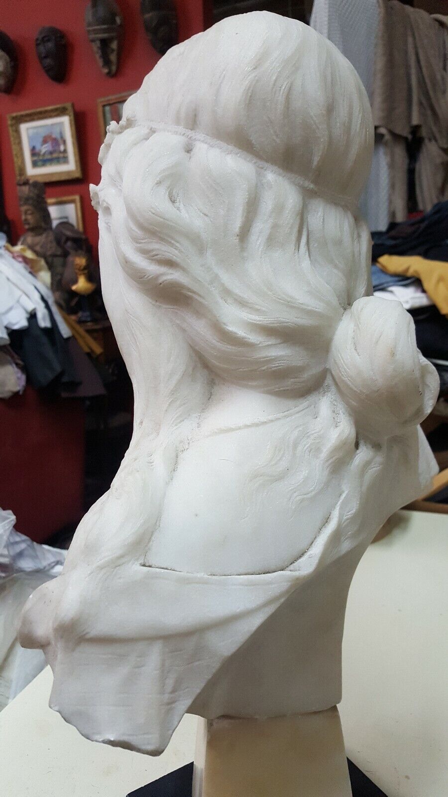Italian Marble Bust: 19th Century, Life Size Virgin Mary