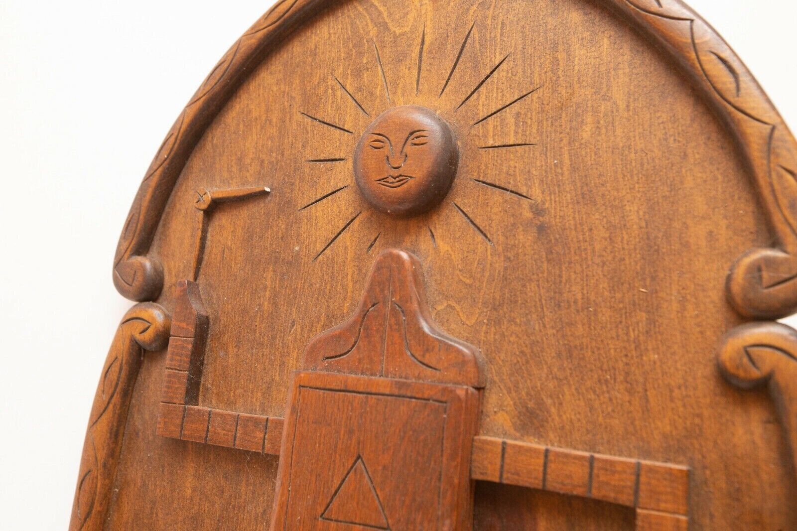 Vintage American Folk Art Masonic Relief Wood Sculpture
