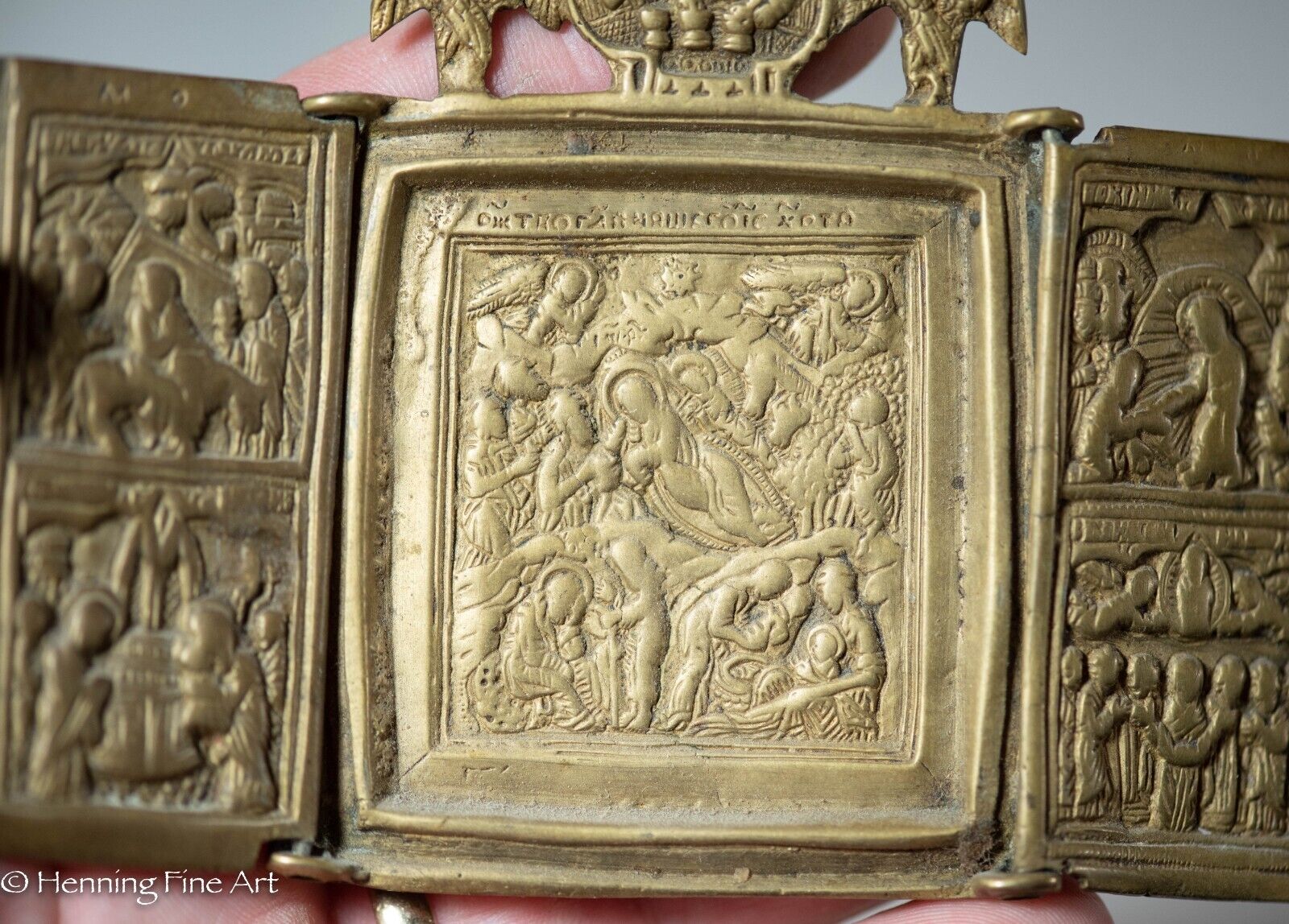 Rare Antique 1600’s-1700’s Triptych Bronze Icon Christ Life