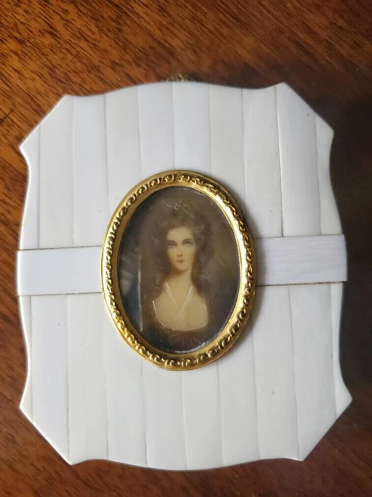 Early 1900s Miniature Portrait Woman Signed