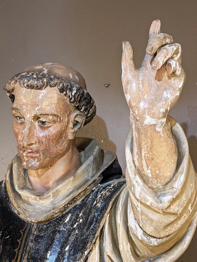 6 ft Antique Religious Wood Statue Sculpture St. ThomasAquinas