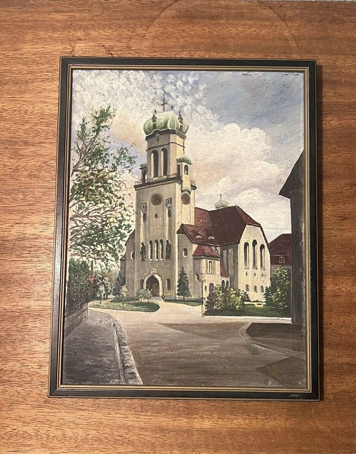 1900s Cathedral Church Plein Aire Oil Painting