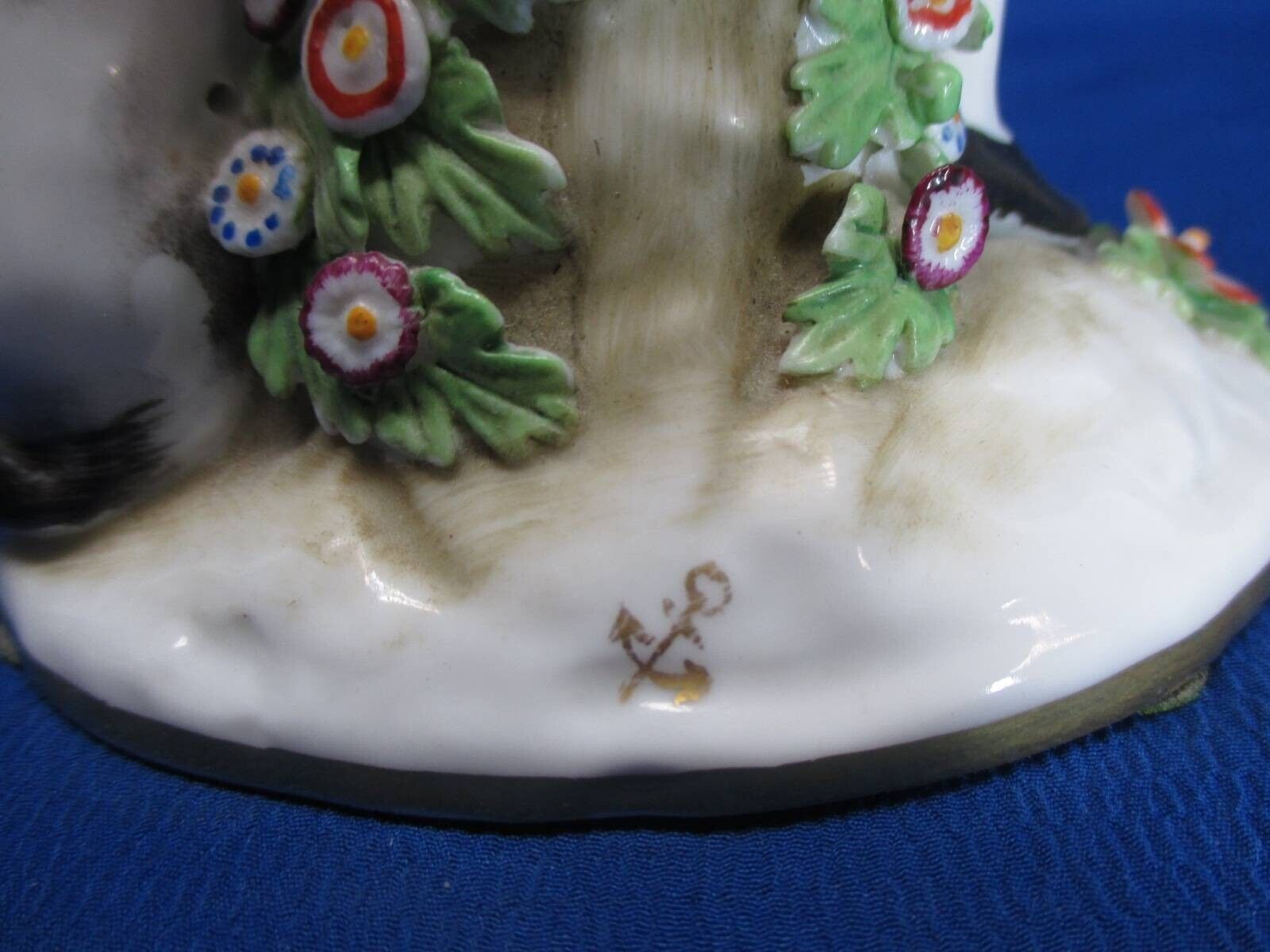 Late 1700's Derby Gold Anchor Figurine - Man and Dog
