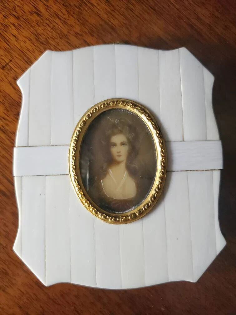 Early 1900s Miniature Portrait Woman Signed