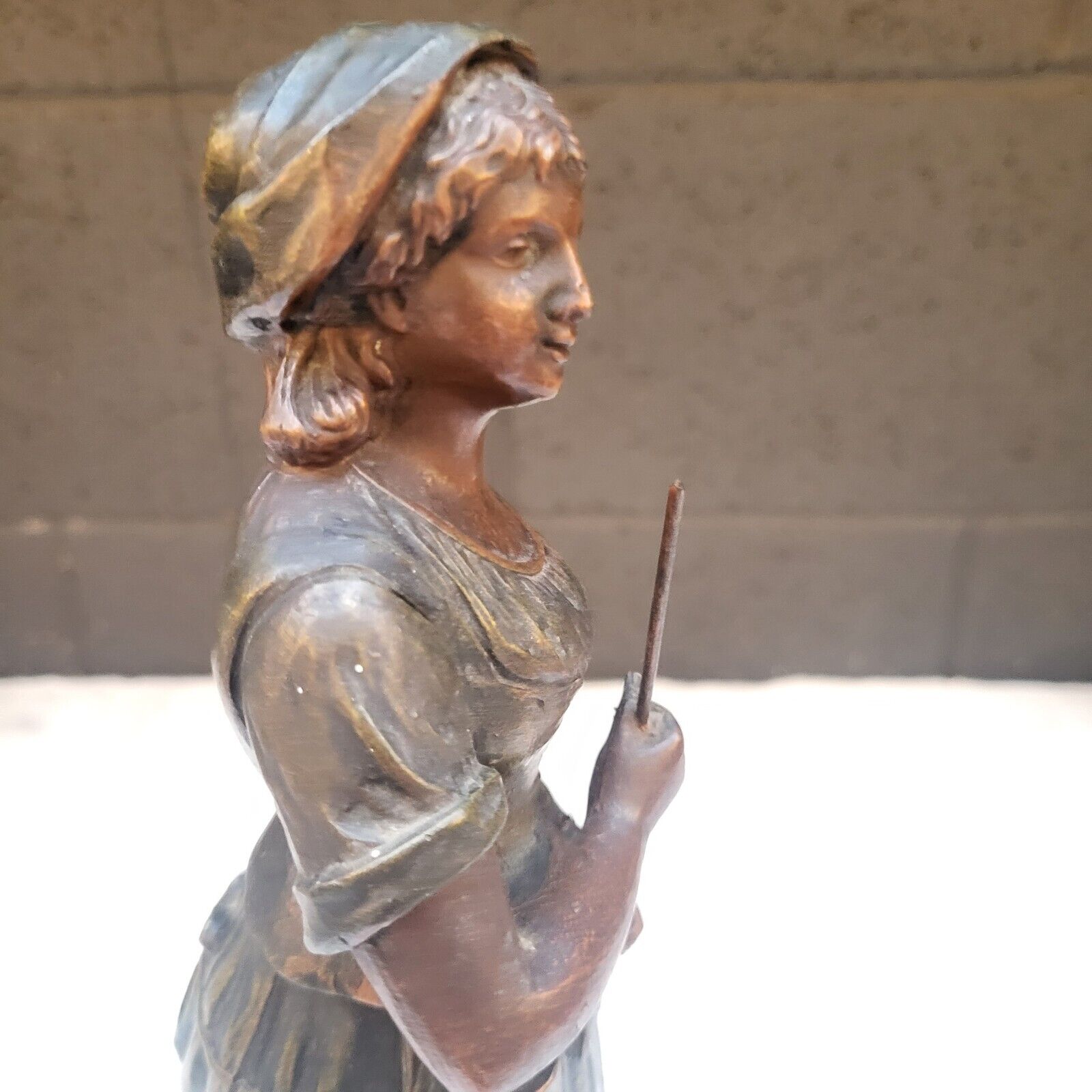 Vintage French Sculpture on 13.5" Wood Base