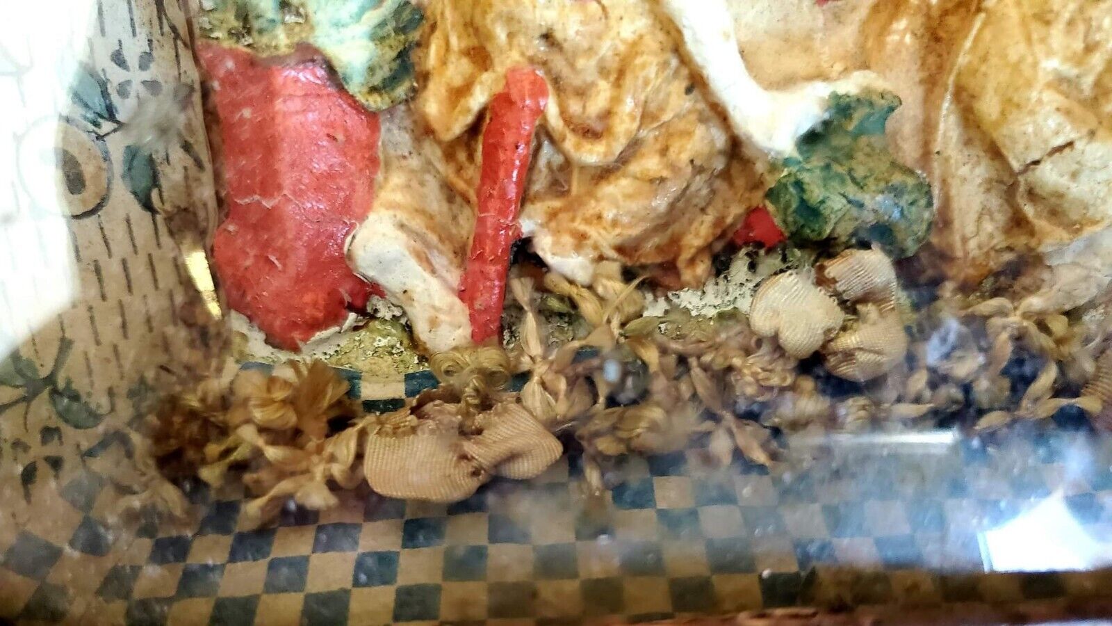 1700s Miniature Paper Mache Religious Diorama Memorial Collectible