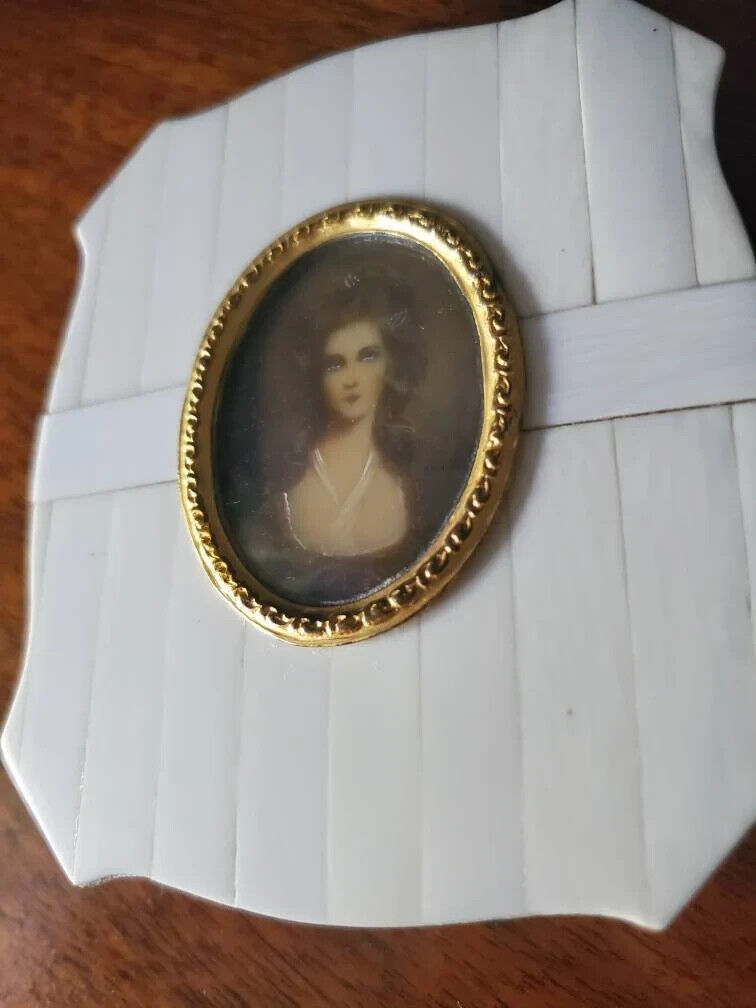 Early 1900s Miniature Portrait Woman Signed