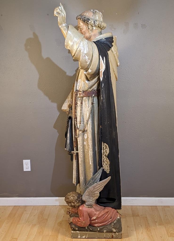 6 ft Antique Religious Wood Statue Sculpture St. ThomasAquinas